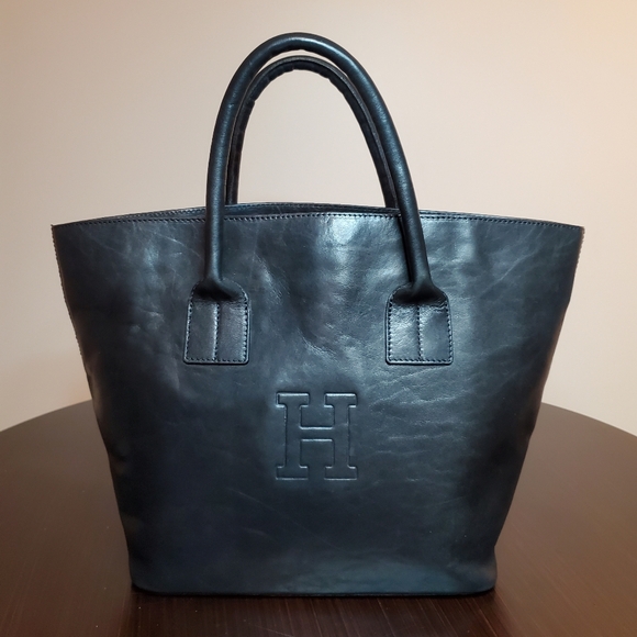 Hirofu Handbags - Hirofu Elegant Black Leather Tote Bag